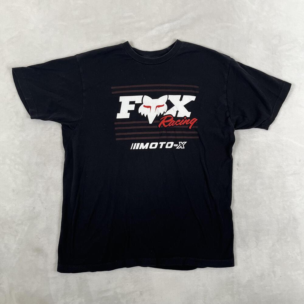 Fox Racing T-Shirt Mens L Black Moto-X Logo Motocross Graphic Tee Off Road Retro